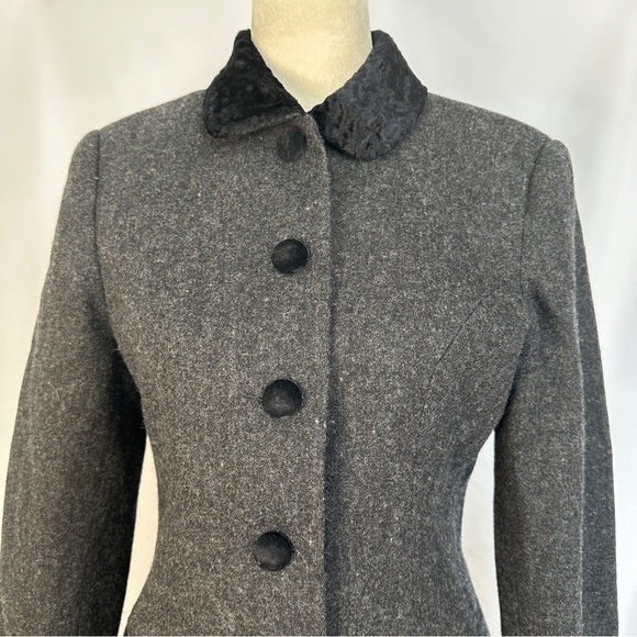 Vintage Fundamental Things Blazer Womens Petite Size 6 100% Pure New Wool Gray‎ - Picture 2 of 13